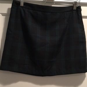 Blue and green plaid skirt
